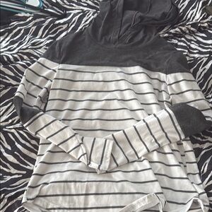 Kids Striped Hoodie - Black and White